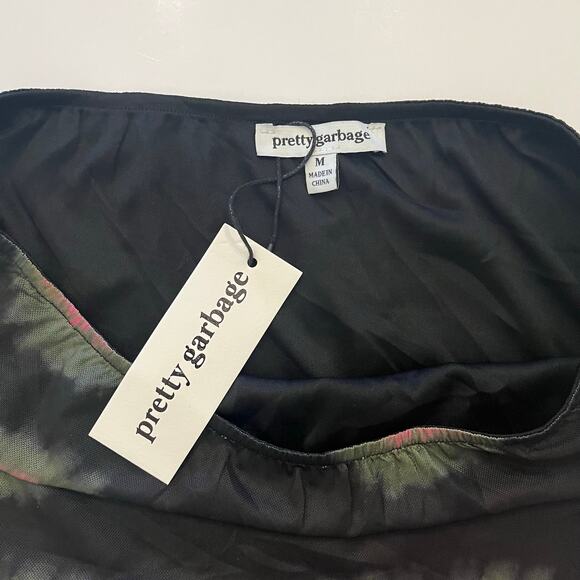 NWT Pretty Garbage Sweet Affection Skirt Medium Mini Mesh Heart Lettuce Edge 90s - Picture 3 of 8